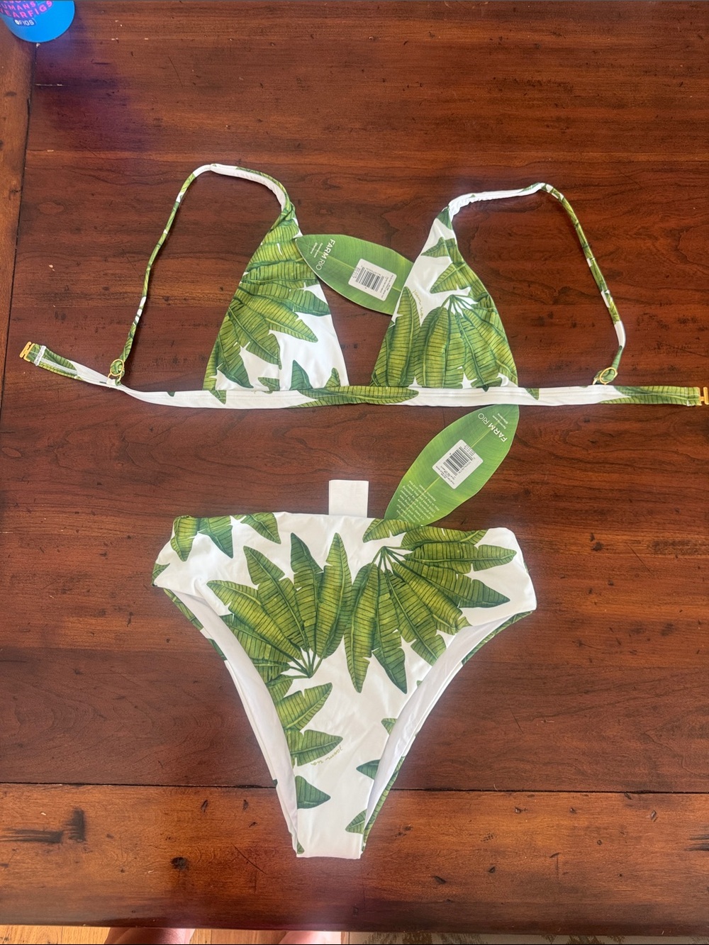 Farm Rio White & Green Tropical Leaf Bikini Swimsuit